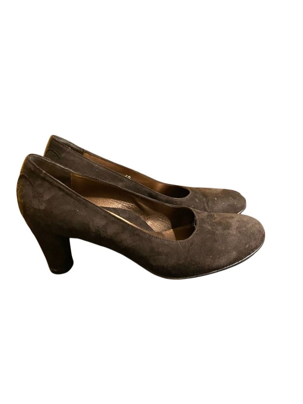Taryn rose Filomena suede, leather Italy brown block pump heel 10/40